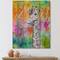 Designart - White Giraffe Drawing On Bright Rainbow - Children's Art Print on Natural Pine Wood